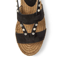 Denise espadrilles in suede with pearls and studs - Black & White Mix