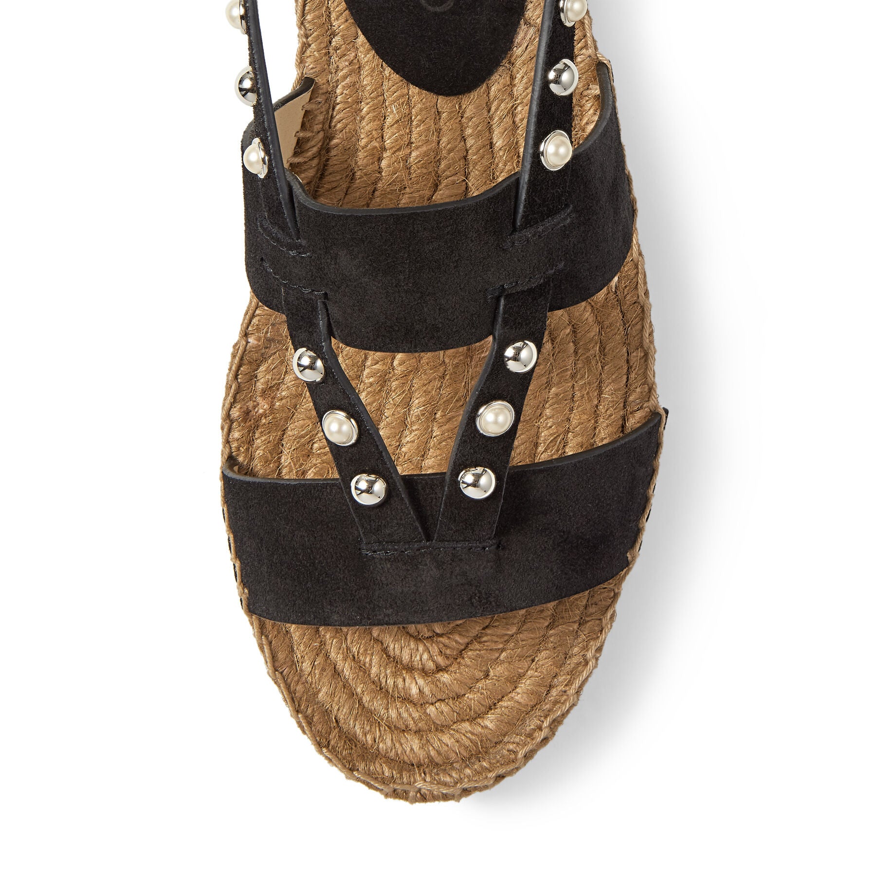 Denise espadrilles in suede with pearls and studs - Black & White Mix