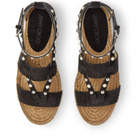 Denise espadrilles in suede with pearls and studs - Black & White Mix