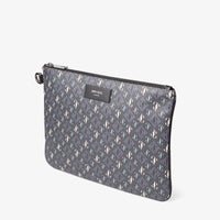 Derek-N JC print leather clutch bag - Smoke & Sage Mix