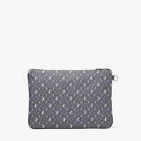 Derek-N JC print leather clutch bag - Smoke & Sage Mix