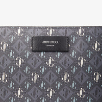 Derek-N JC print leather clutch bag - Smoke & Sage Mix