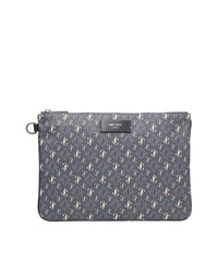 Derek-N JC print leather clutch bag - Smoke & Sage Mix