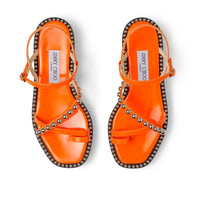 Sandales Desi en cuir - Neon Orange & Silver