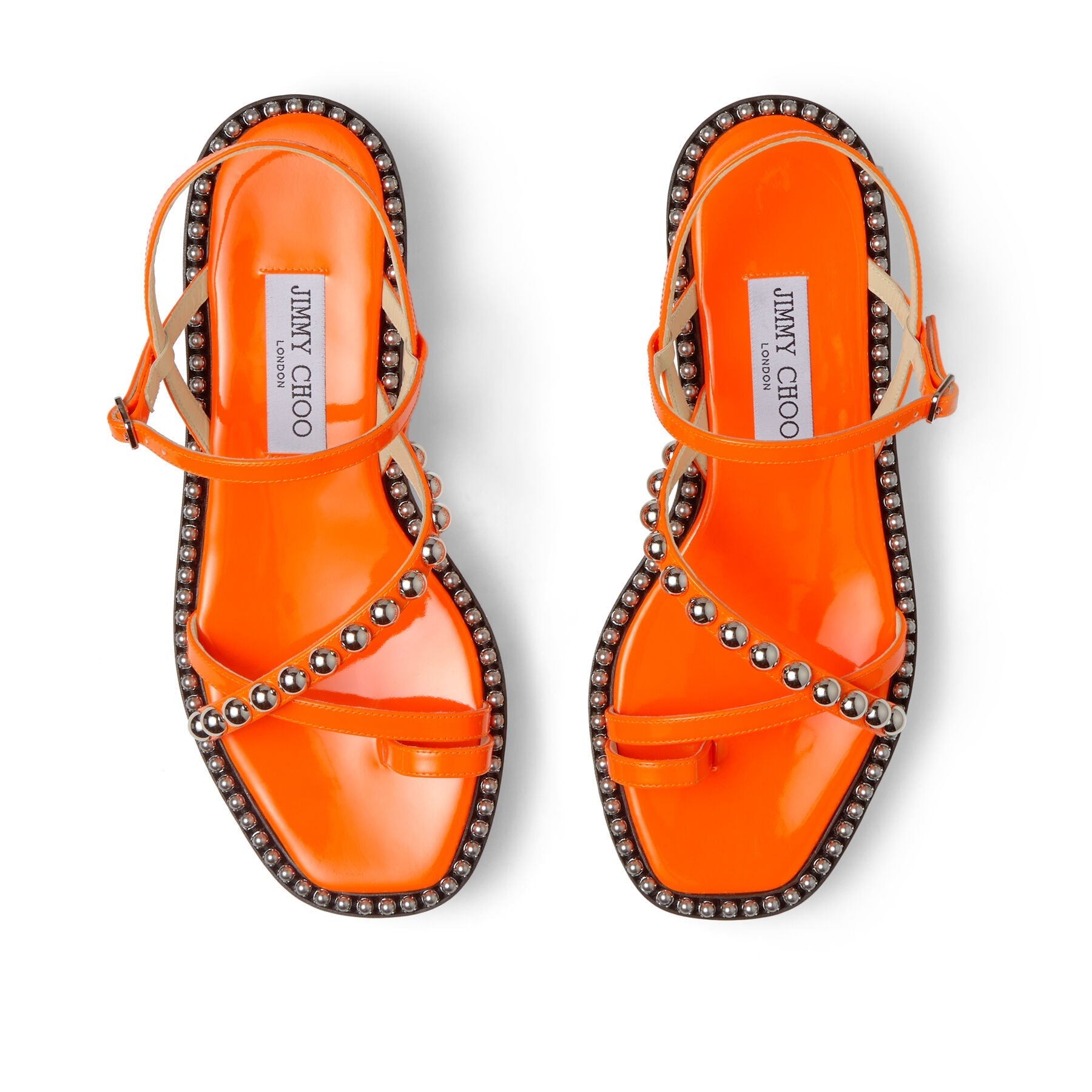 Sandales Desi en cuir - Neon Orange & Silver