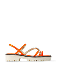 Sandales Desi en cuir - Neon Orange & Silver