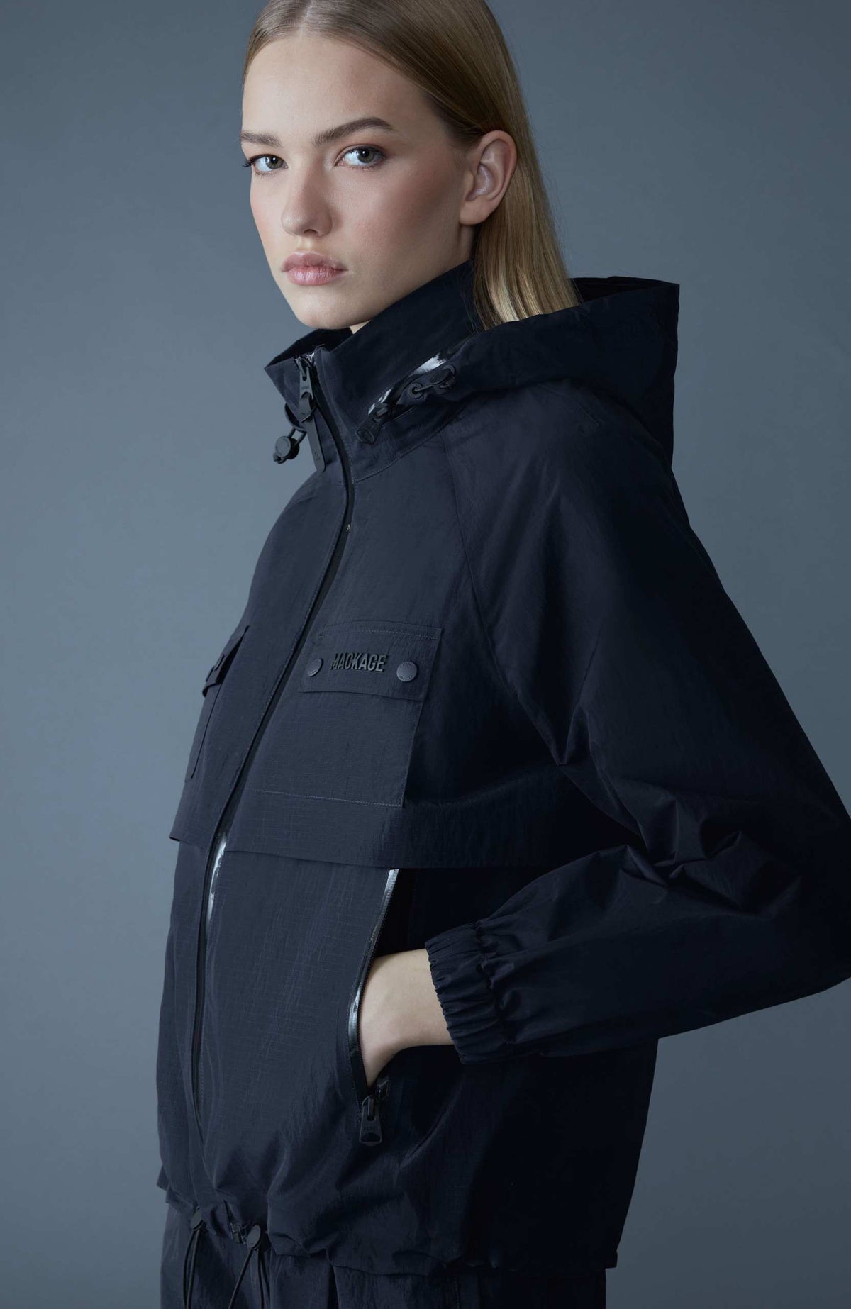 Navy Ladies Rainwear Jacket