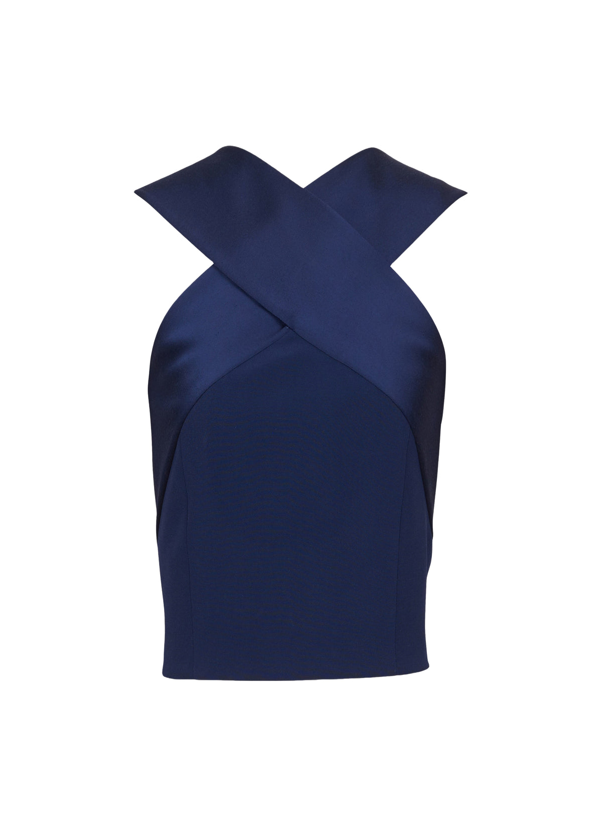 Haut crêpe en satin à col croisé - Bleu Nuit