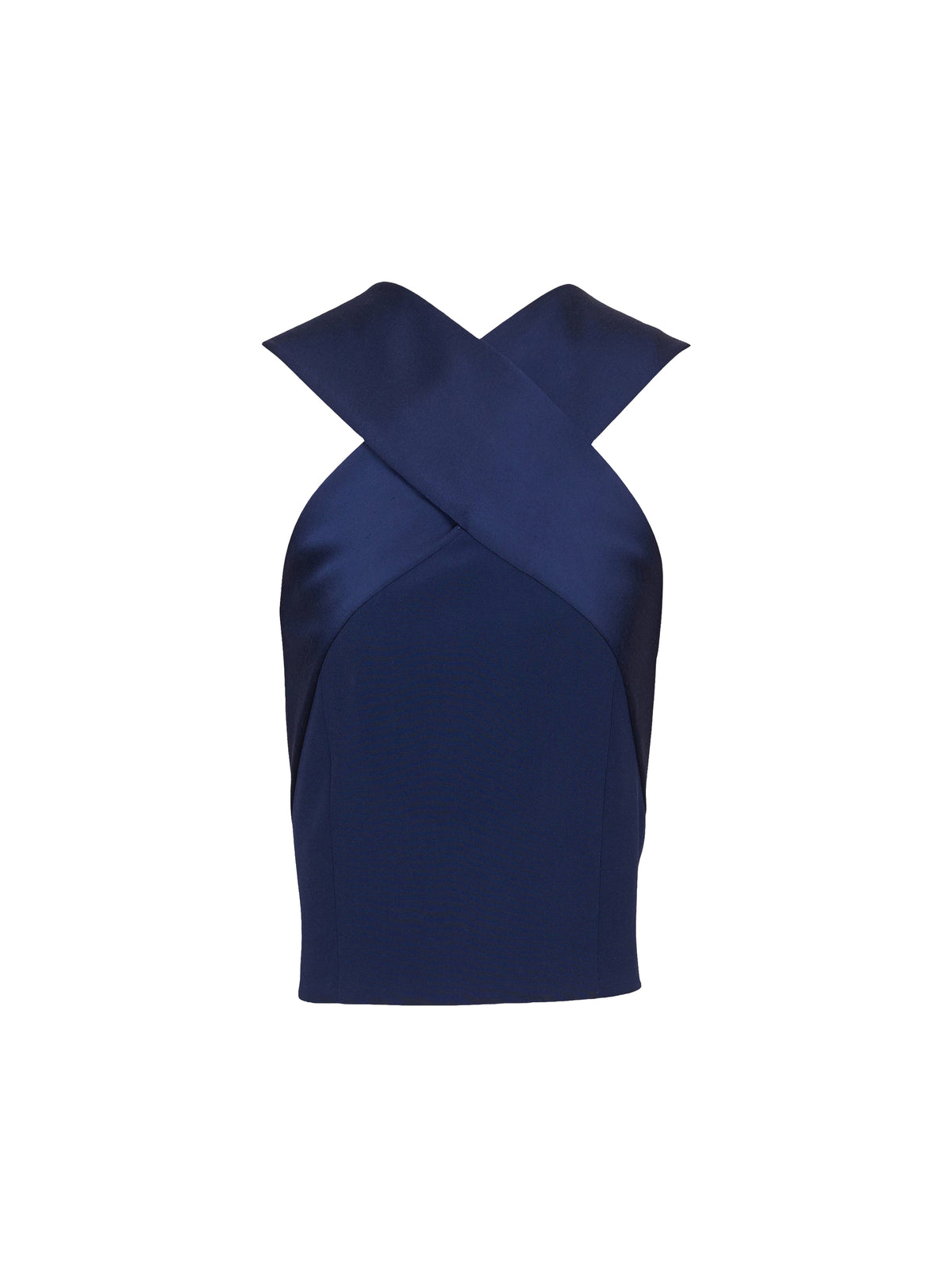 Top crêpe en satin à col croisé - Bleu Nuit