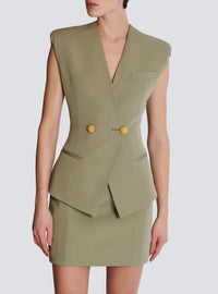 Buttoned cardigan in wool - Olive