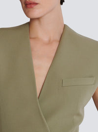 Buttoned cardigan in wool - Olive