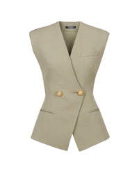 Buttoned cardigan in wool - Olive