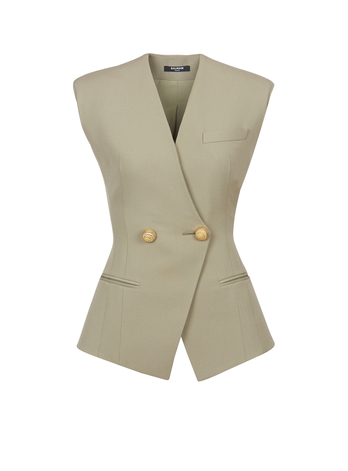 Buttoned cardigan in wool - Olive