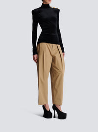 Velvet long-sleeved top - Black