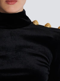 Velvet long-sleeved top - Black