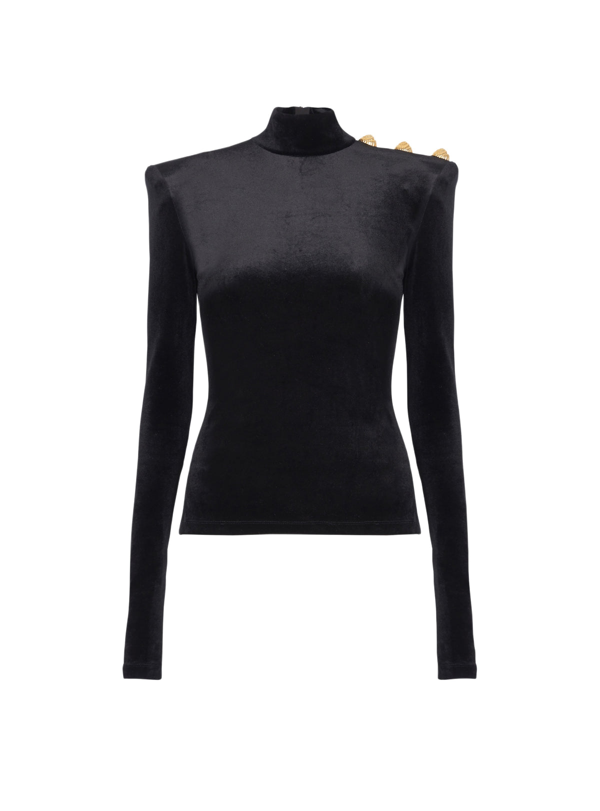 Velvet long-sleeved top - Black