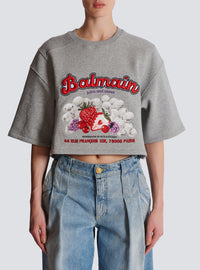 Crop top à imprimé fruit - Gris