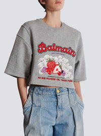 Crop top à imprimé fruit - Gris