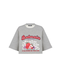 Crop top à imprimé fruit - Gris
