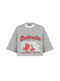 Crop top à imprimé fruit - Gris