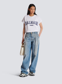 T-shirt balmain paris à inscription vichy - Blanc