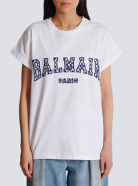 T-shirt balmain paris à inscription vichy - Blanc
