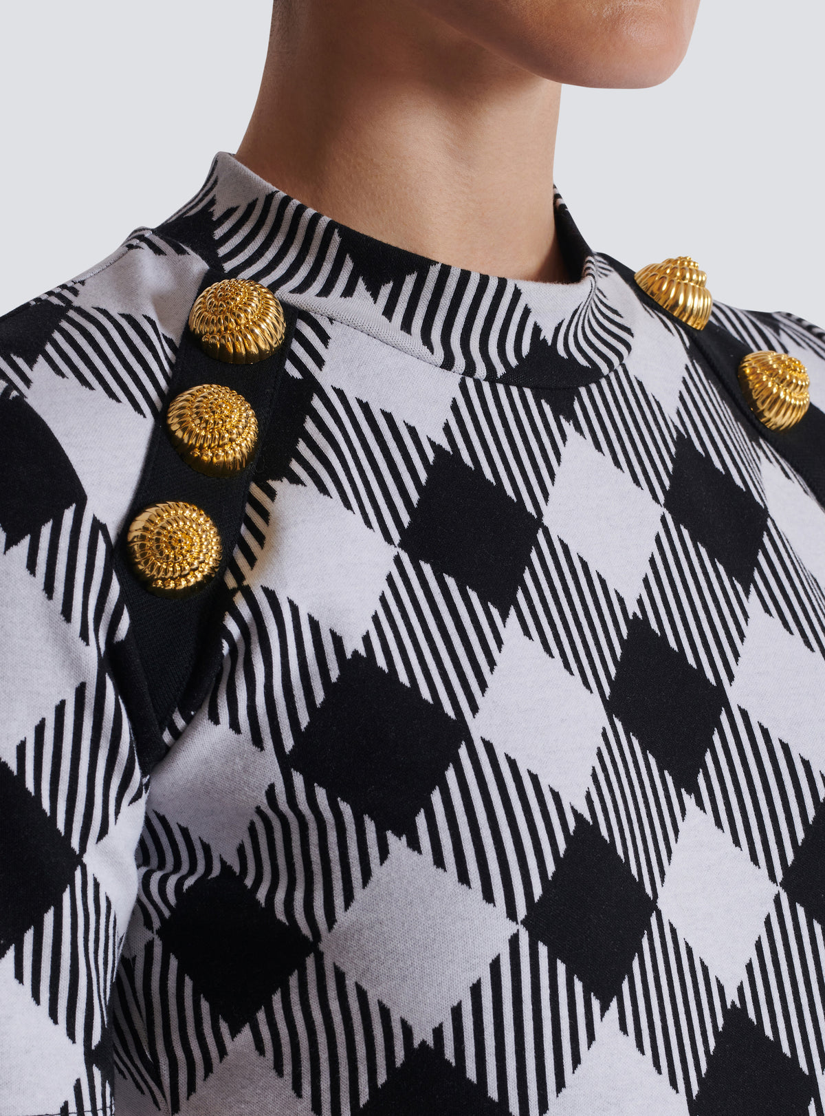 T-shirt à boutons vichy - Noir & Blanc