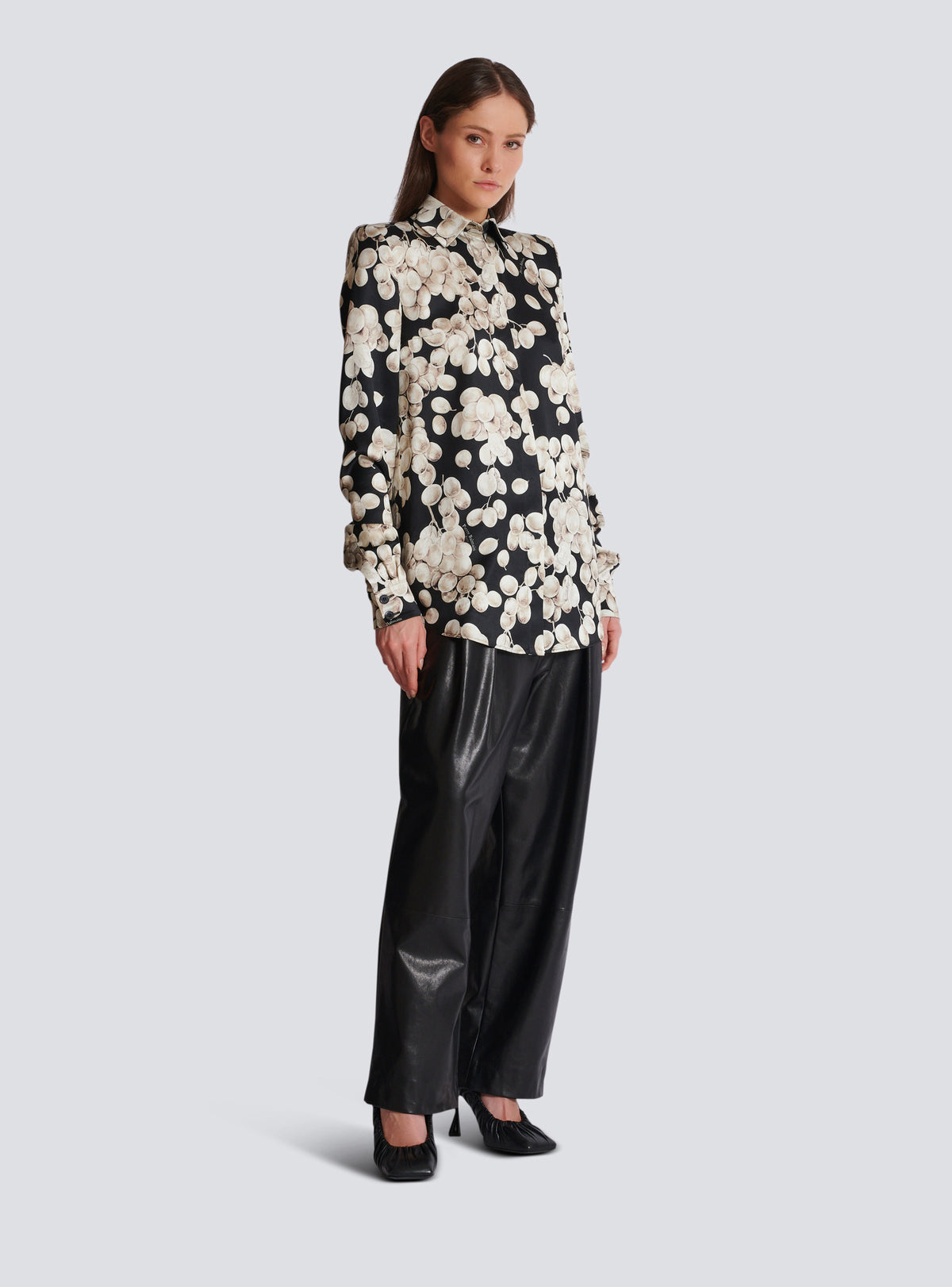 Chemise en jacquard à motif raisin - Noir & Blanc