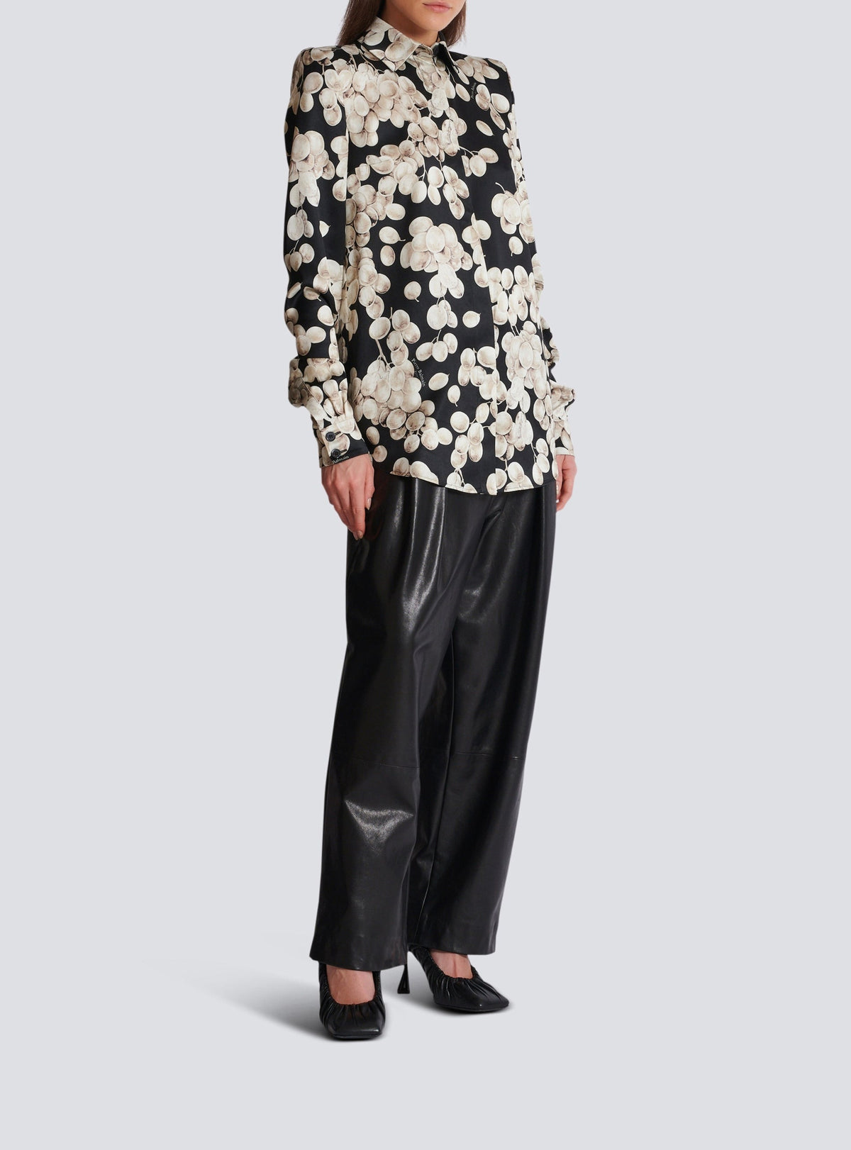 Chemise en jacquard à motif raisin - Noir & Blanc