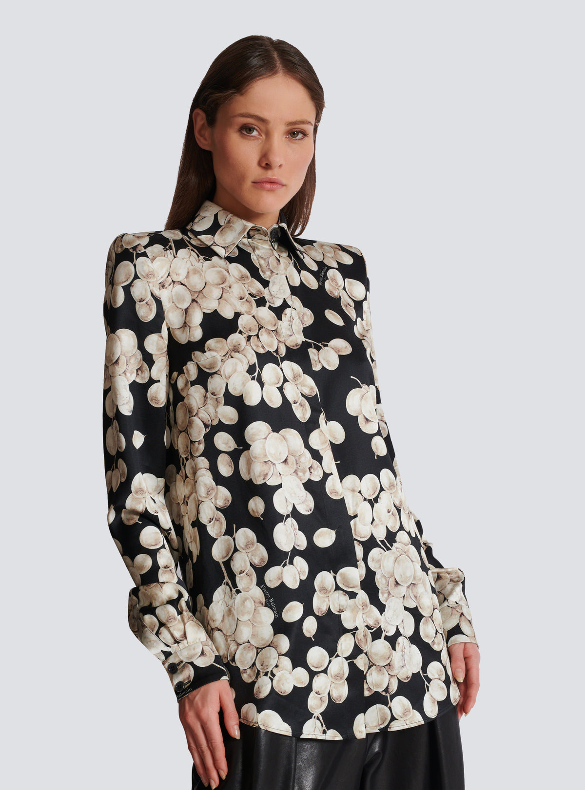 Chemise en jacquard à motif raisin - Noir & Blanc