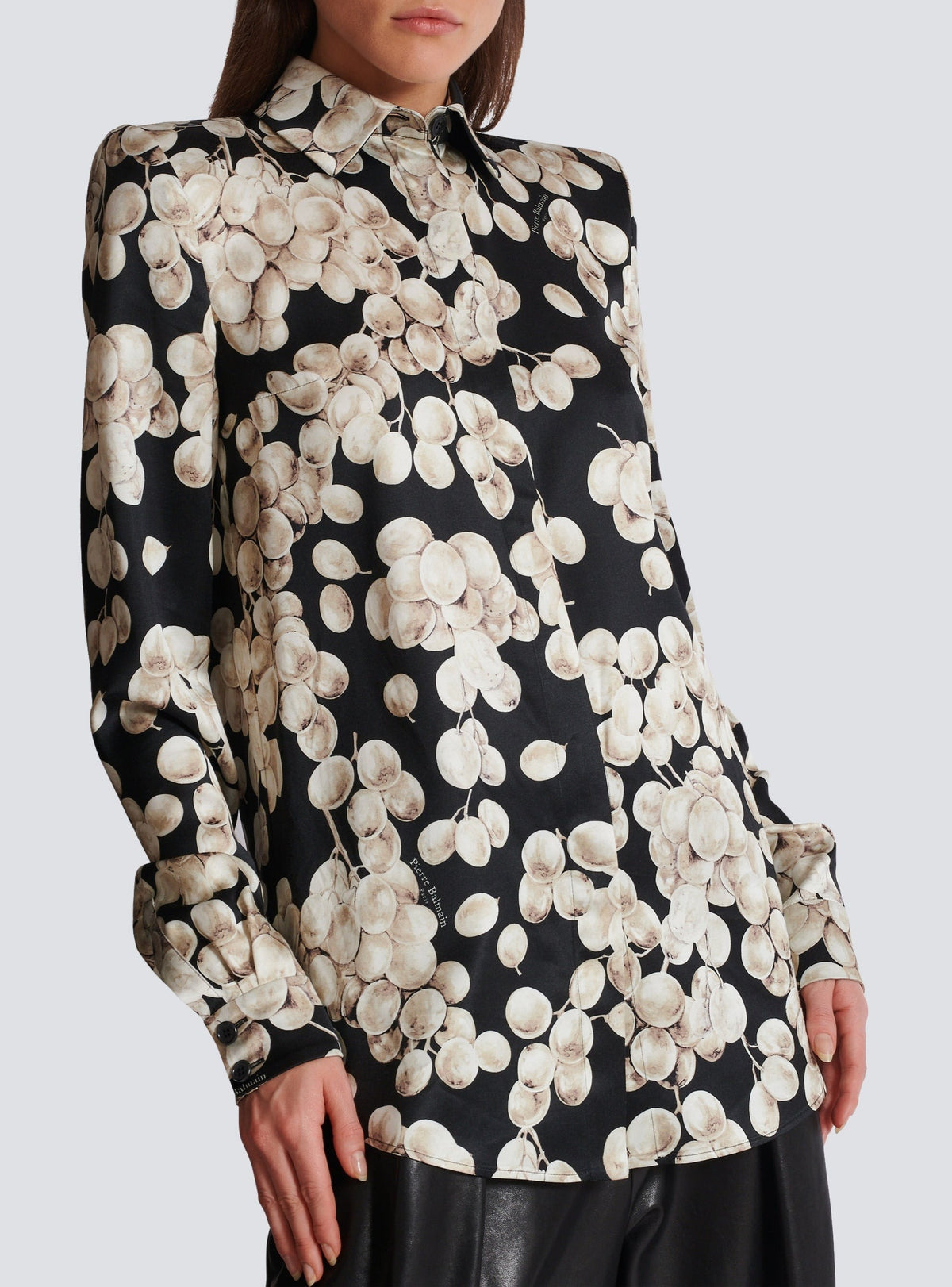 Chemise en jacquard à motif raisin - Noir & Blanc