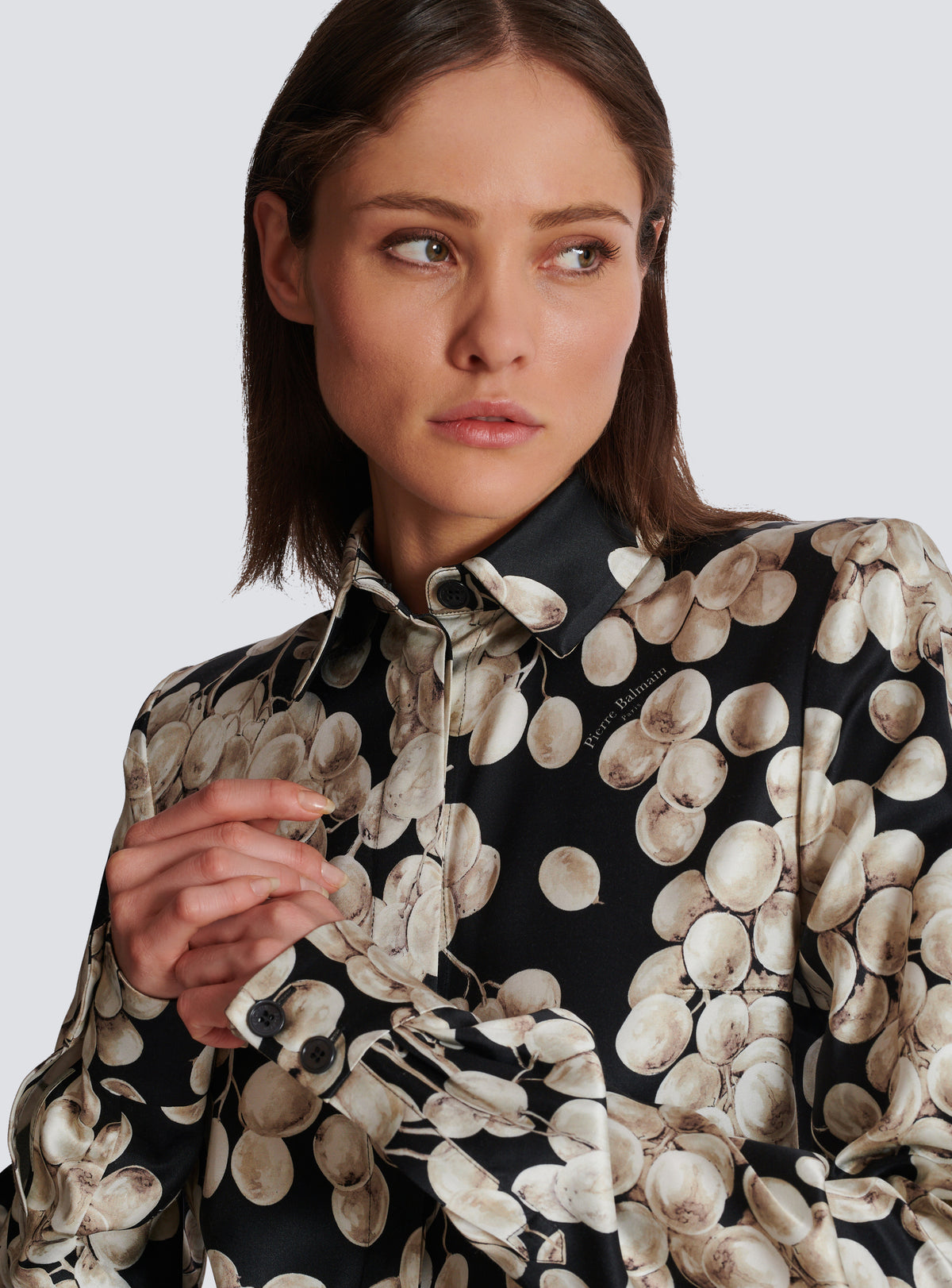 Chemise en jacquard à motif raisin - Noir & Blanc