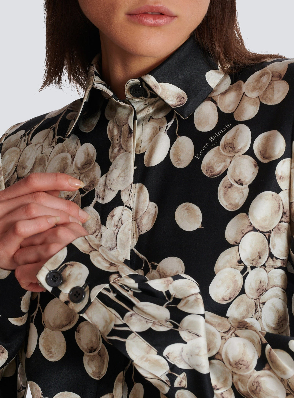 Chemise en jacquard à motif raisin - Noir & Blanc