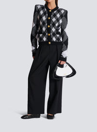 Cardigan in gingham knit - Black & White