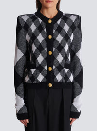 Cardigan en maille vichy - Noir & Blanc