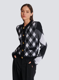 Cardigan en maille vichy - Noir & Blanc