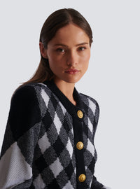 Cardigan en maille vichy - Noir & Blanc