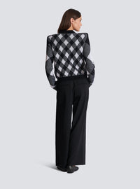 Cardigan en maille vichy - Noir & Blanc