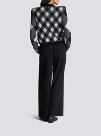 Cardigan in gingham knit - Black & White