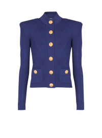 Cardigan en maille ajourée vichy - Bleu Nuit