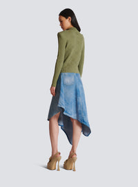 Cardigan en maille ajourée vichy - Olive