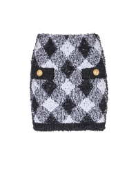 Jupe 2 boutons en vichy tweed - Noir & Blanc