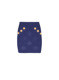 Short skirt in gingham knit - Midnight Blue