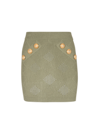 Jupe courte 6 boutons en maille vichy - Olive