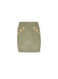 Short gingham knit skirt - Olive