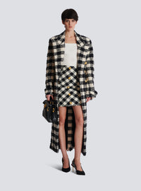 Jupe courte en tweed vichy boutonnée - Noir & Blanc