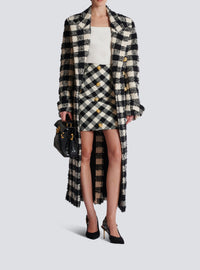 Short gingham tweed skirt - Black & White