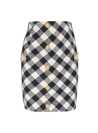 Jupe courte en tweed vichy boutonnée - Noir & Blanc