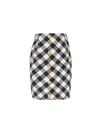 Short gingham tweed skirt - Black & White