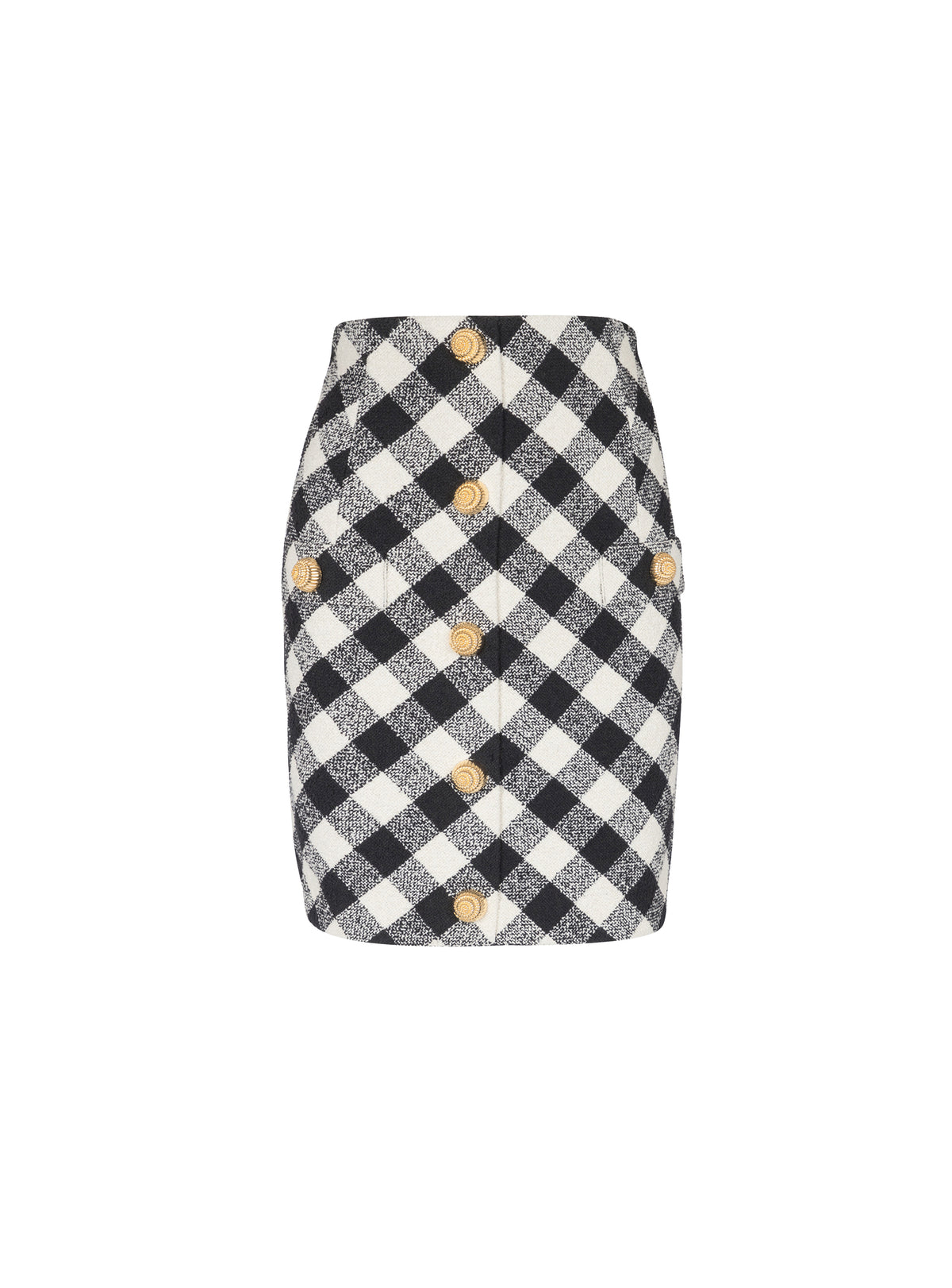 Short gingham tweed skirt - Black & White
